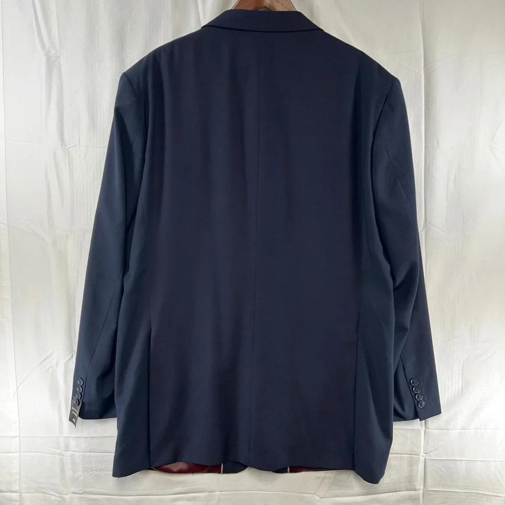 Fellini Uomo Sport Coat Mens 46L Navy Blue Super 140s Wool‎ Blazer SB-2